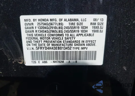 2014 Acura Mdx Technology Package from USA, damaged, VIN 5FRYD4H43EB013452